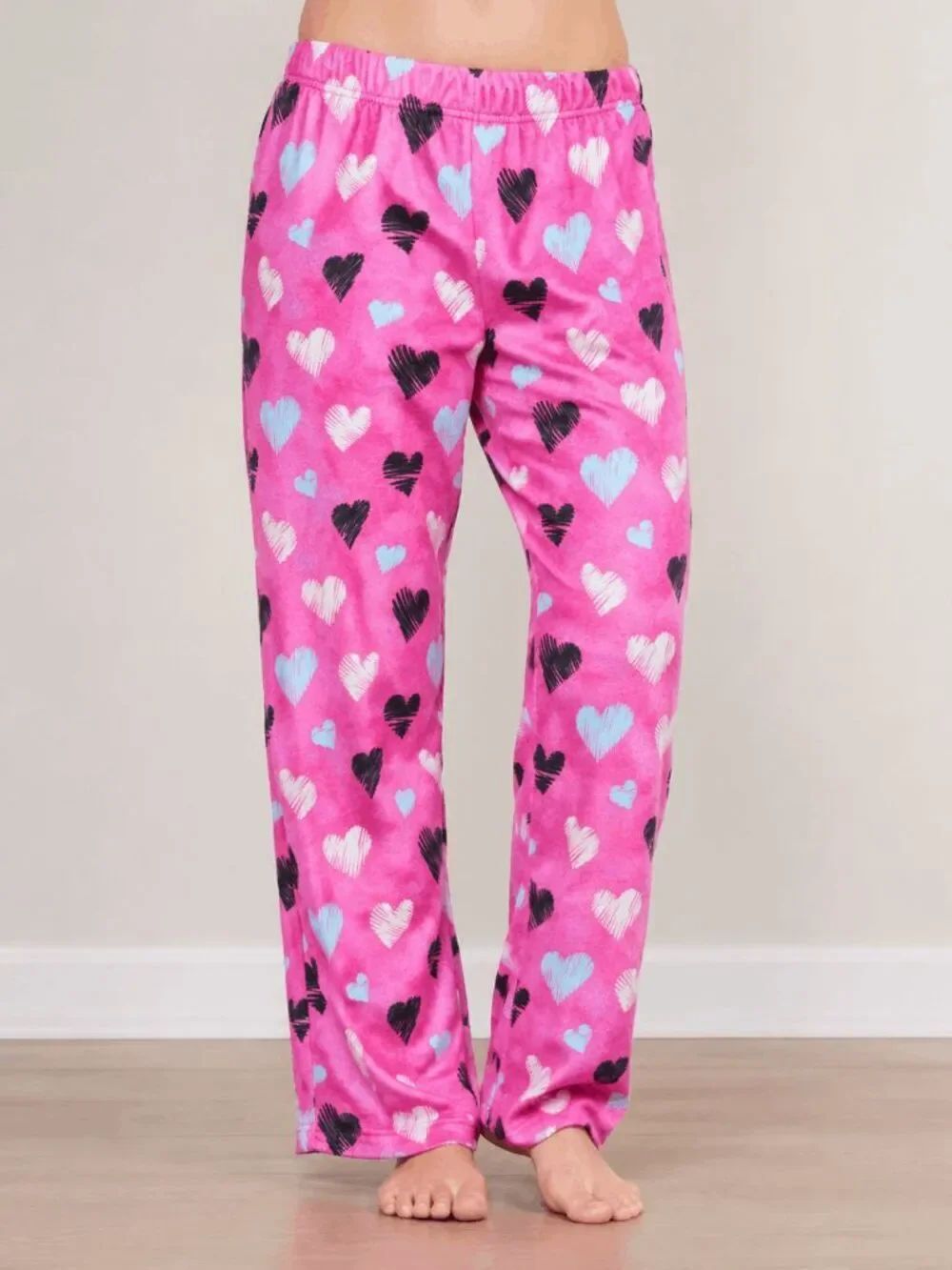 Brooklyn Cloth Girls Heart Print Lounge Pajama Pants Pink Design L 14/16